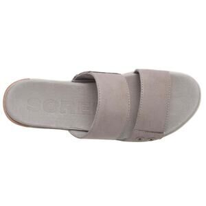 Sorel, NL2937-005 Torpeda Slide Leather Slides, Taupe, Slip-On Comfort Sandals